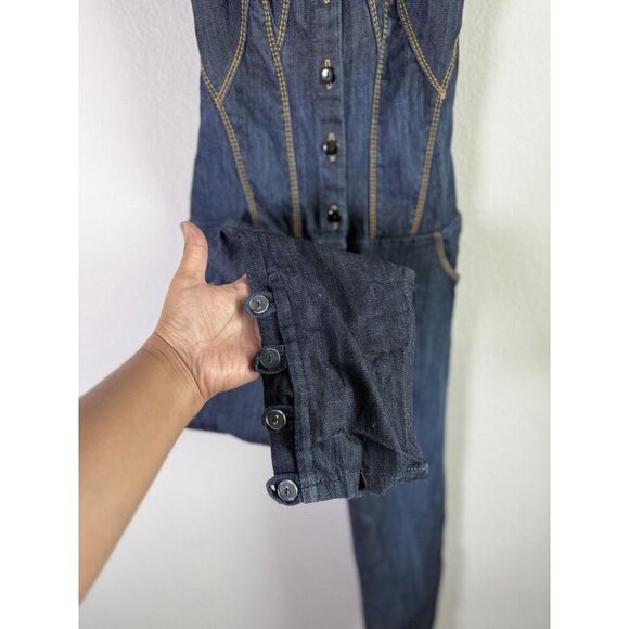 CHICK By NICKY HILTON Blue Denim Jean Overalls Womens Size 28 Adjustable Straps - Picture 4 of 15